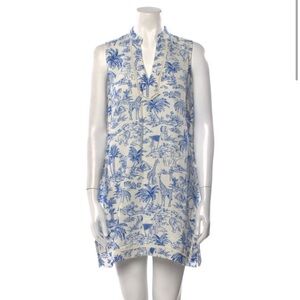 Tory Burch Blue and White Tropical Mini Dress